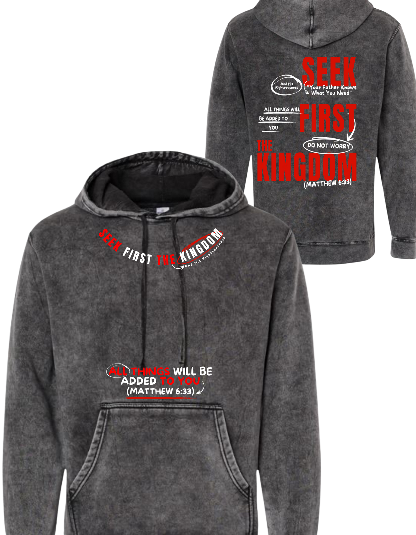 SEEK FIRST THE KINGDOM MINERAL BLACK HOODIE