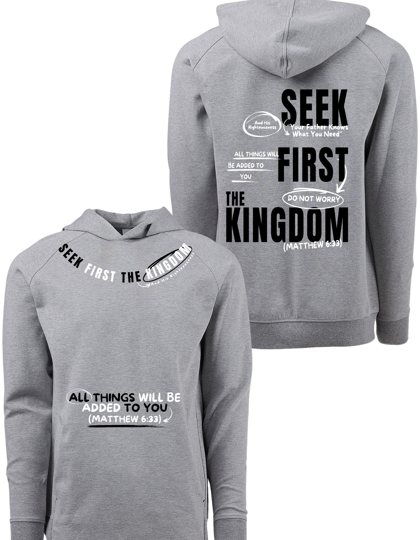 SEEK FIRST THE KINGDOM GREY HOODIE