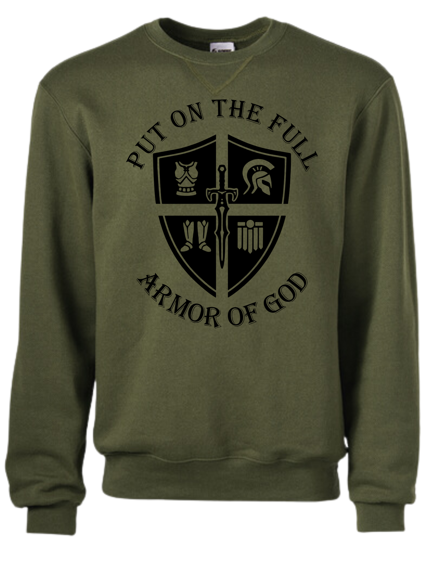 ARMOR OF GOD OLIVE SWEATSHIRT