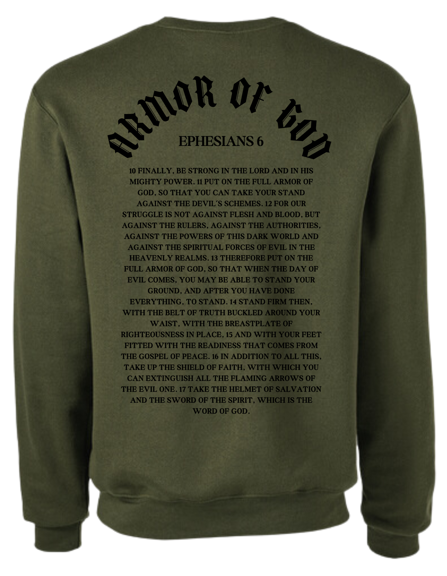 ARMOR OF GOD OLIVE SWEATSHIRT