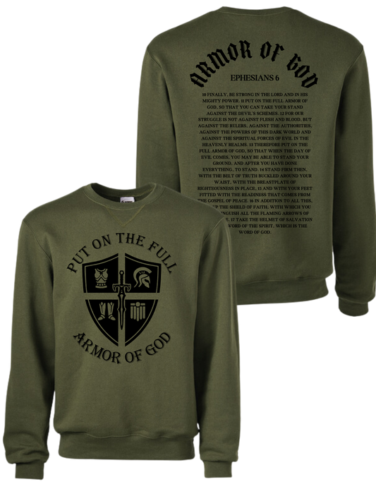 ARMOR OF GOD OLIVE SWEATSHIRT