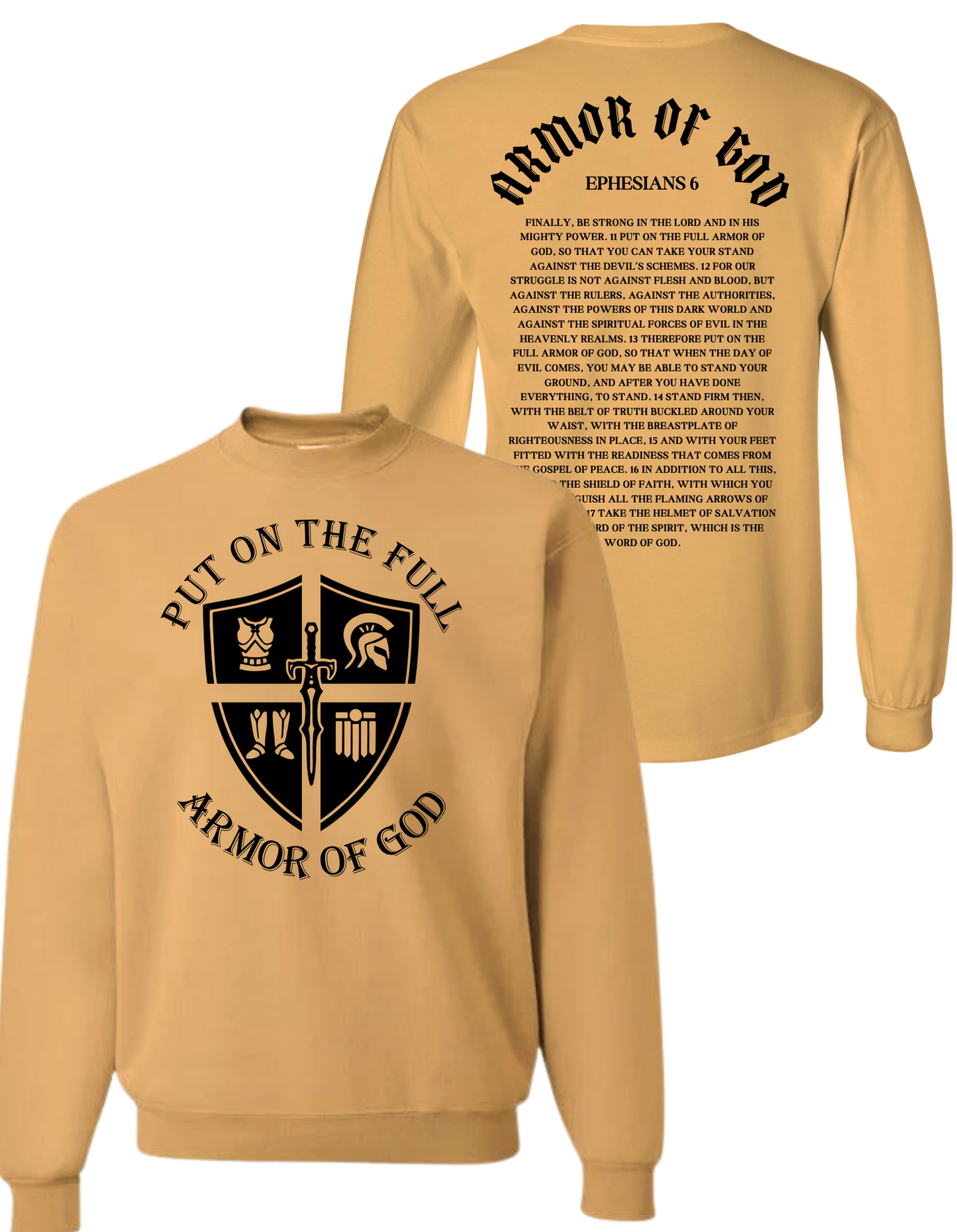 ARMOR OF GOD TAN SWEATSHIRT