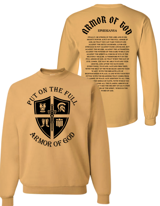 ARMOR OF GOD TAN SWEATSHIRT